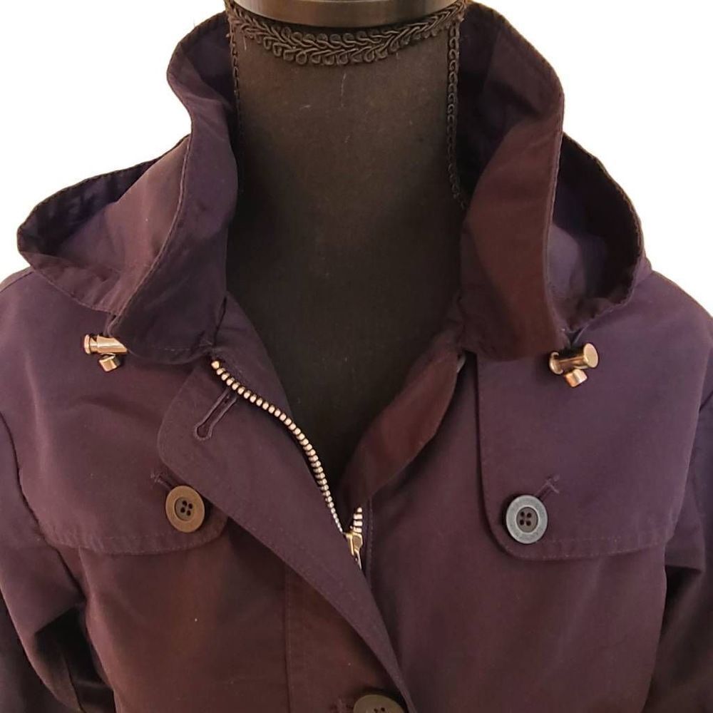 Lands' End Women's Full Zip Button Closure Hooded Rain Jacket Black Small - Picture 11 of 12